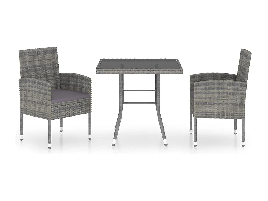 Set Mobili da Pranzo per Giardino 3 pz in Polyrattan Antracite