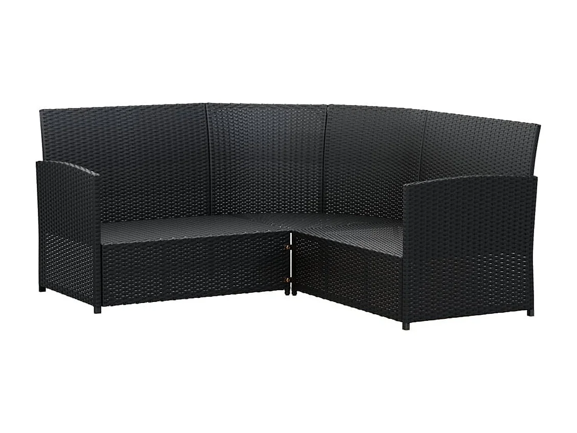 2-delige Loungeset met kussens L-vormig poly rattan zwart