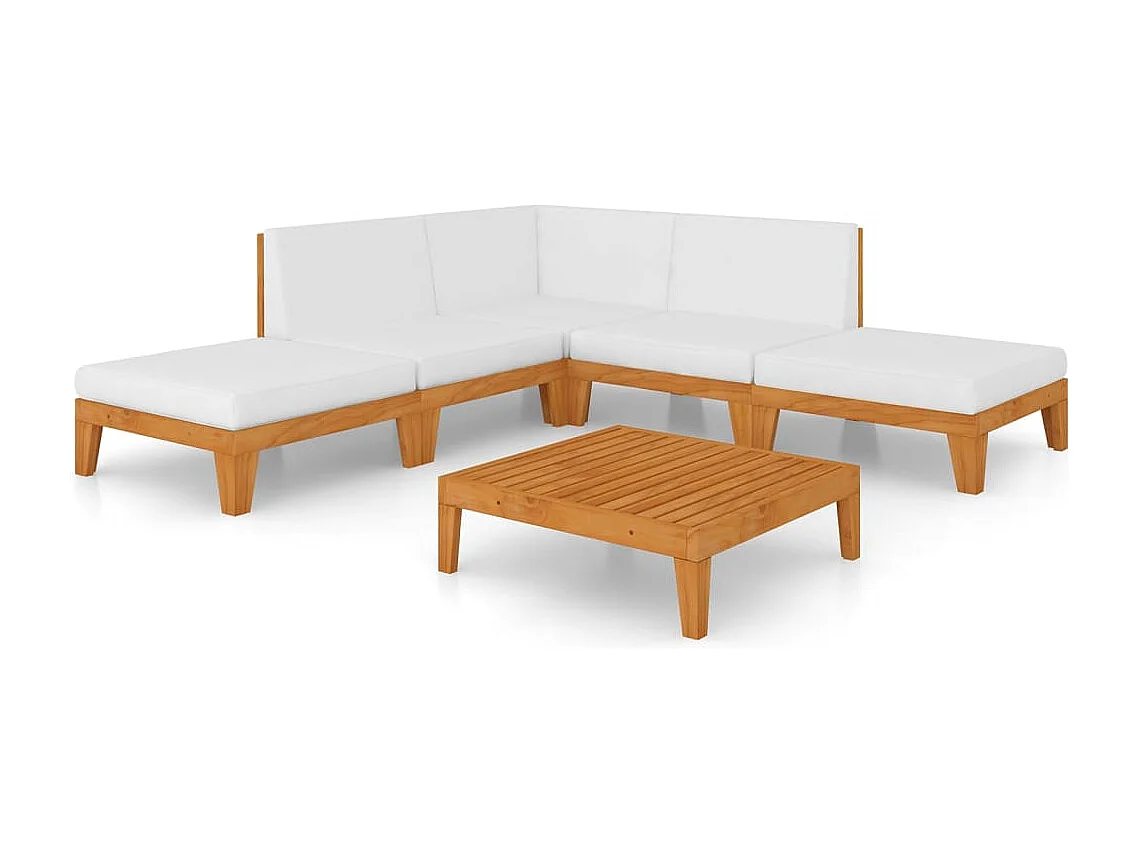 7-delige Loungeset met kussens massief acaciahout