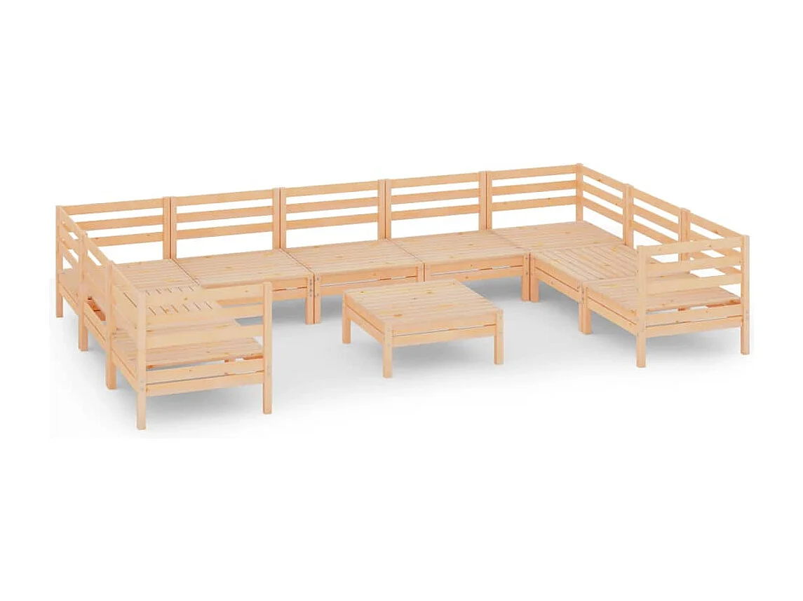 10-delige Loungeset massief grenenhout