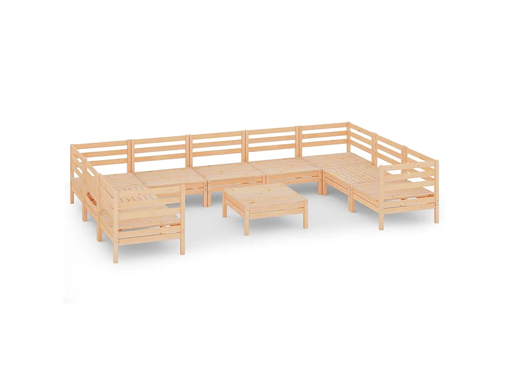 10-delige Loungeset massief grenenhout