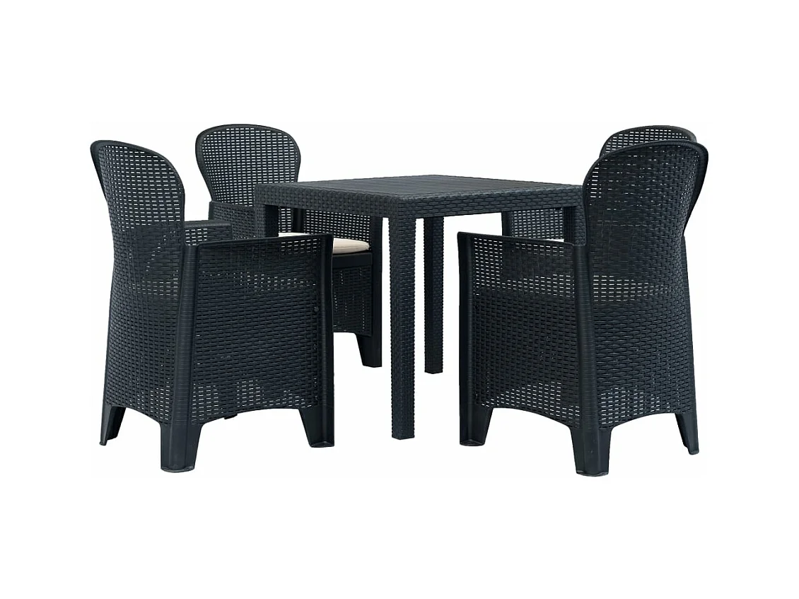 Ensemble à manger d'extérieur 5 pcs Plastique Aspect de rotin