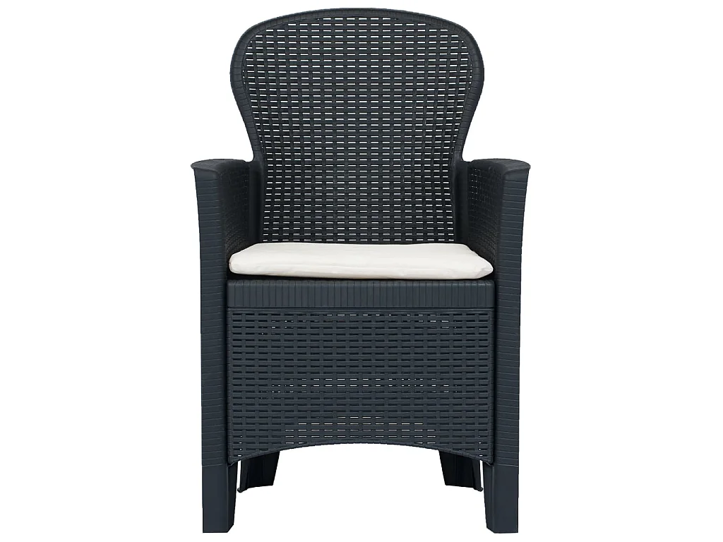 Set Pranzo da Giardino 5 pz in Plastica Antracite Stile Rattan