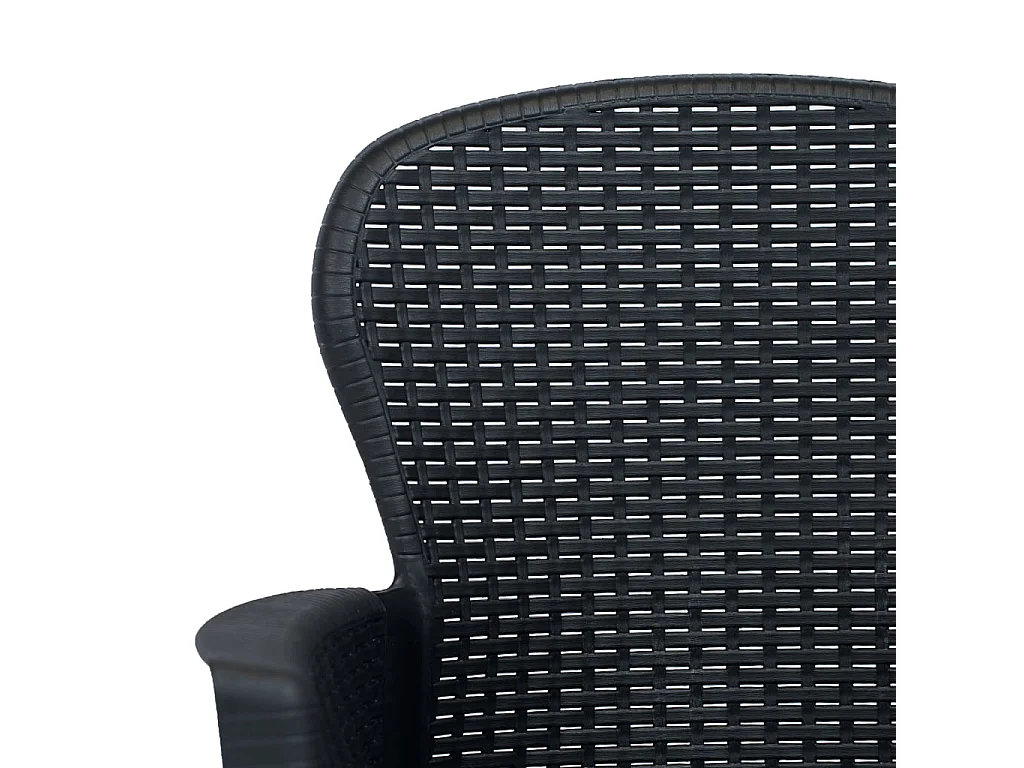 Set Pranzo da Giardino 5 pz in Plastica Antracite Stile Rattan