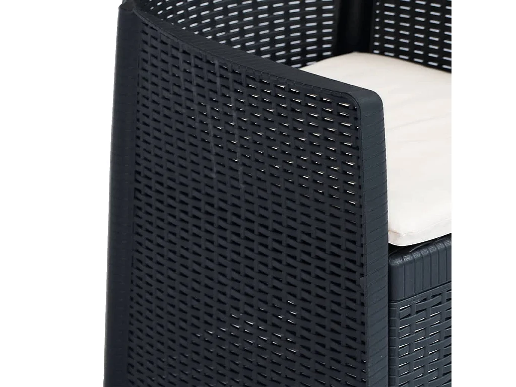 Set Pranzo da Giardino 5 pz in Plastica Antracite Stile Rattan