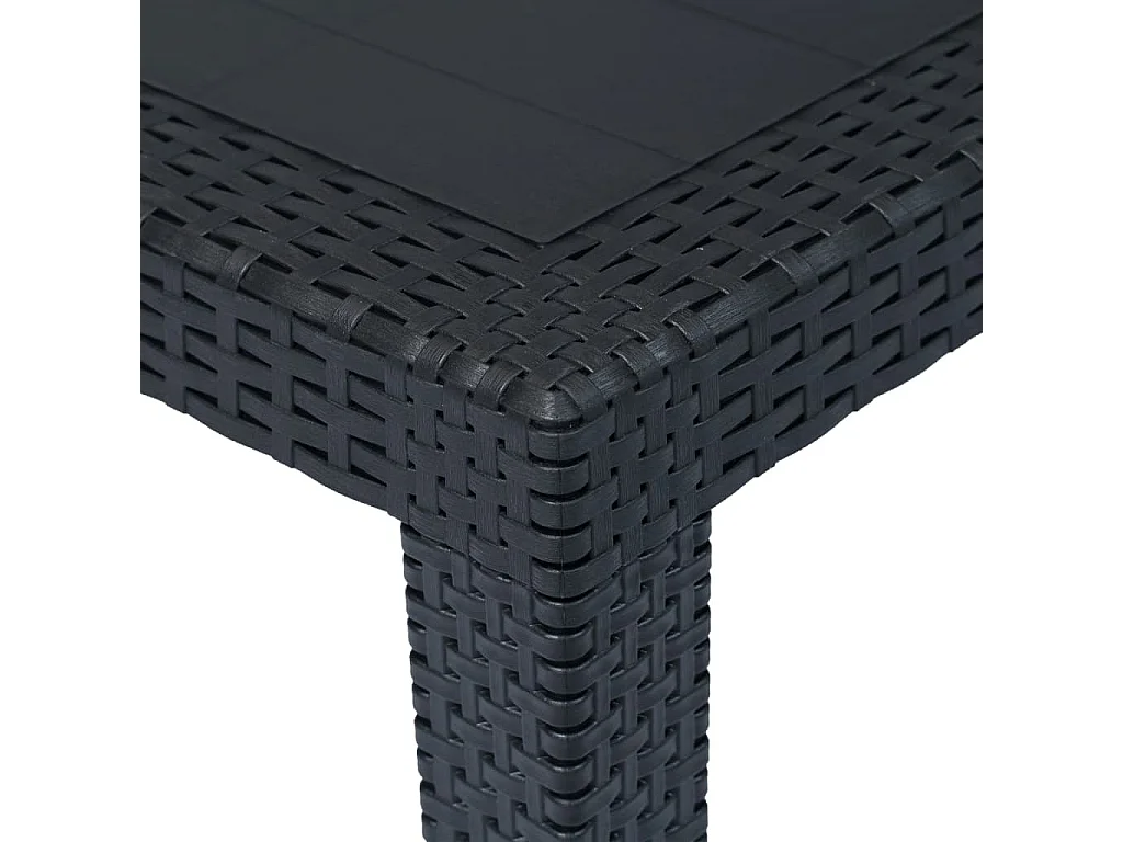 Set Pranzo da Giardino 5 pz in Plastica Antracite Stile Rattan