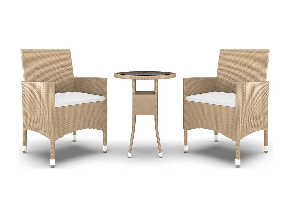 Ensemble à manger de jardin 3 pcs Résine tressée Beige