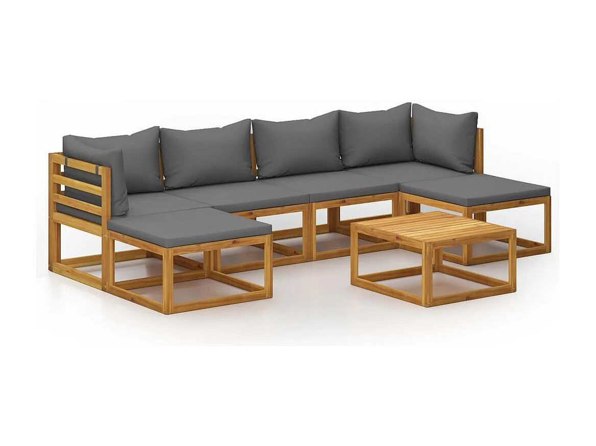 Set Divani da Giardino 7 pz con Cuscini in Massello di Acacia