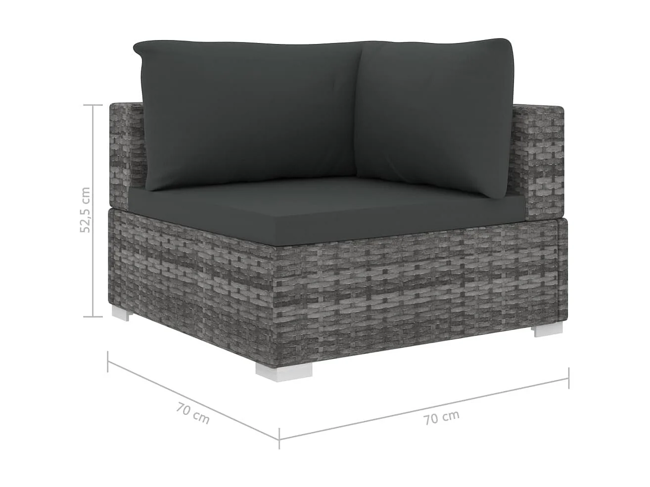 8 pcs conjunto lounge de jardim c/ almofadões vime PE cinzento