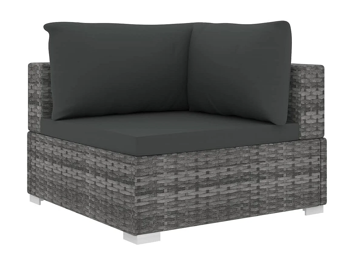 8 pcs conjunto lounge de jardim c/ almofadões vime PE cinzento