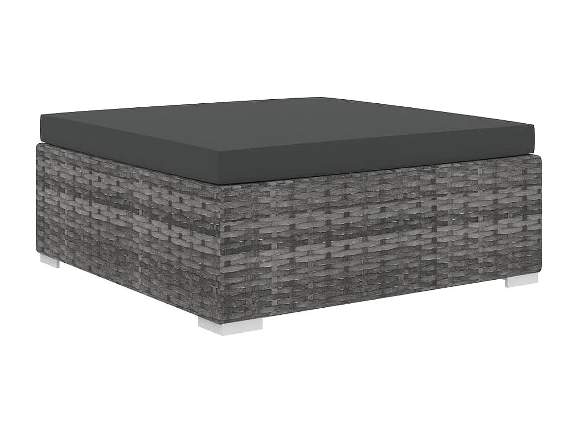 8 pcs conjunto lounge de jardim c/ almofadões vime PE cinzento