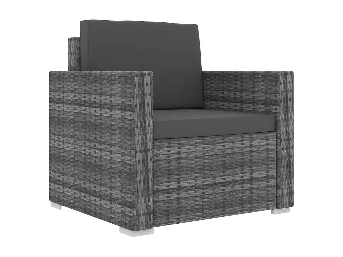 8 pcs conjunto lounge de jardim c/ almofadões vime PE cinzento
