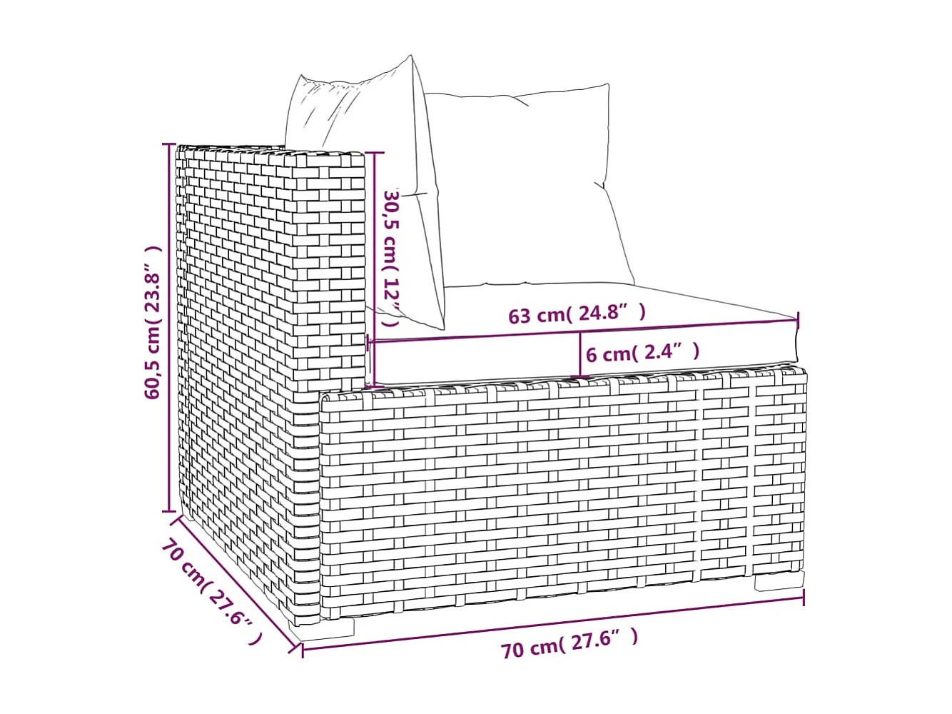 Set Divani da Giardino 4 pz con Cuscini in Polyrattan Grigio