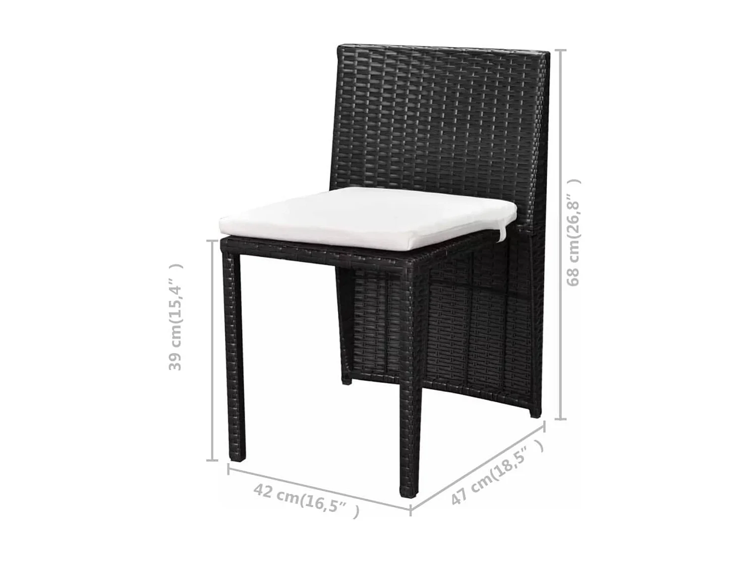 Ensemble de bistro 3 pcs avec coussins résine tressée noir