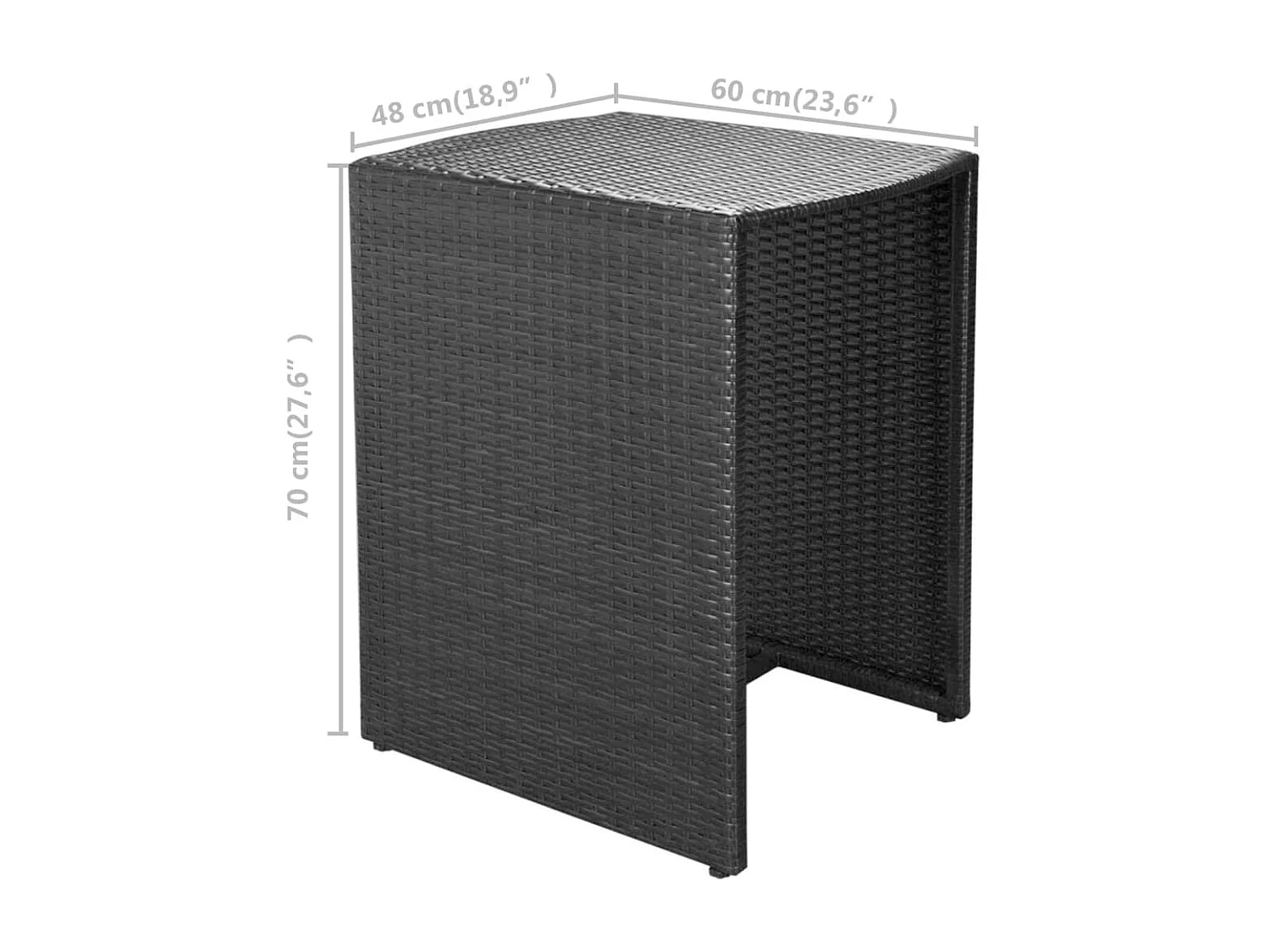 Ensemble de bistro 3 pcs avec coussins résine tressée noir