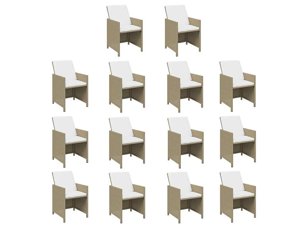 Ensemble à manger de jardin coussins 19pcs Résine tressée Beige
