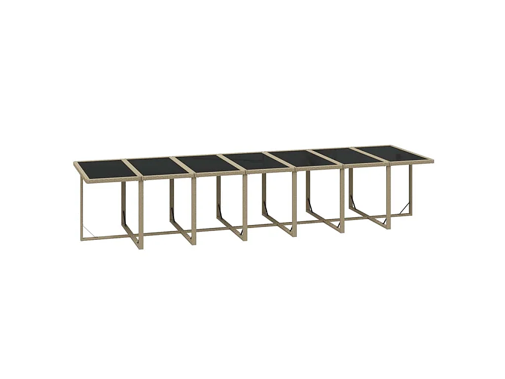 Ensemble à manger de jardin coussins 19pcs Résine tressée Beige