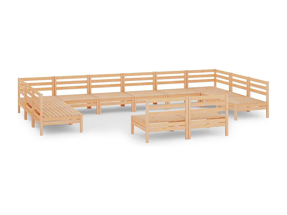 12 pcs conjunto lounge de jardim pinho maciço