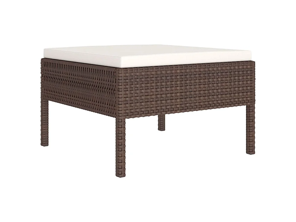 5-delige Loungeset met kussens poly rattan bruin