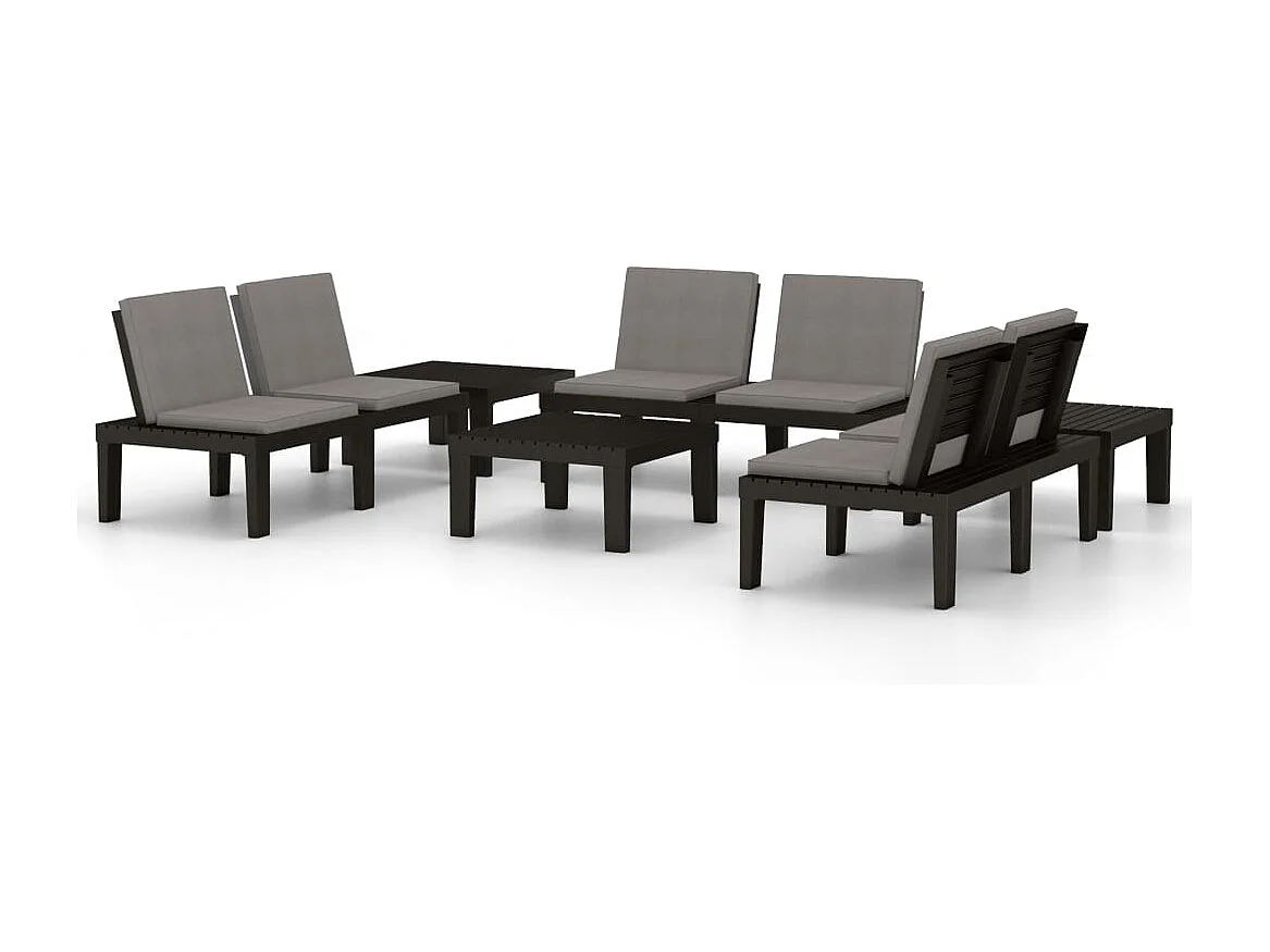 6-delige Loungeset met kussens kunststof grijs