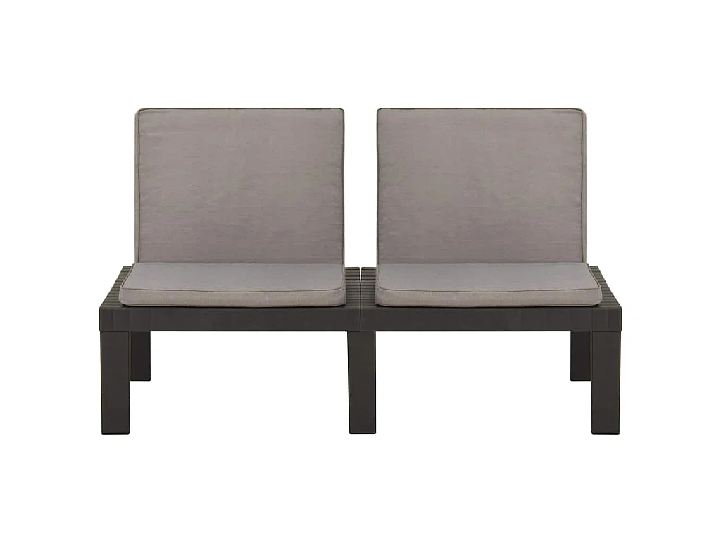 6-tlg. Garten-Lounge-Set mit Auflagen Kunststoff Grau