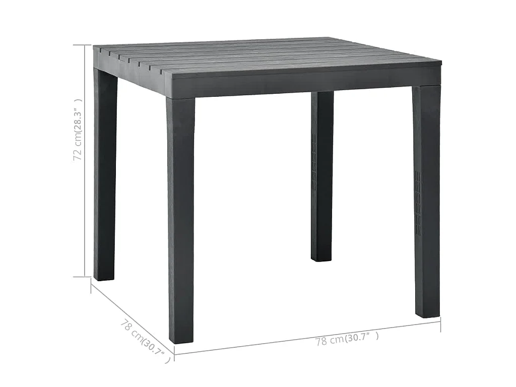 Table de jardin avec 2 bancs Plastique Anthracite