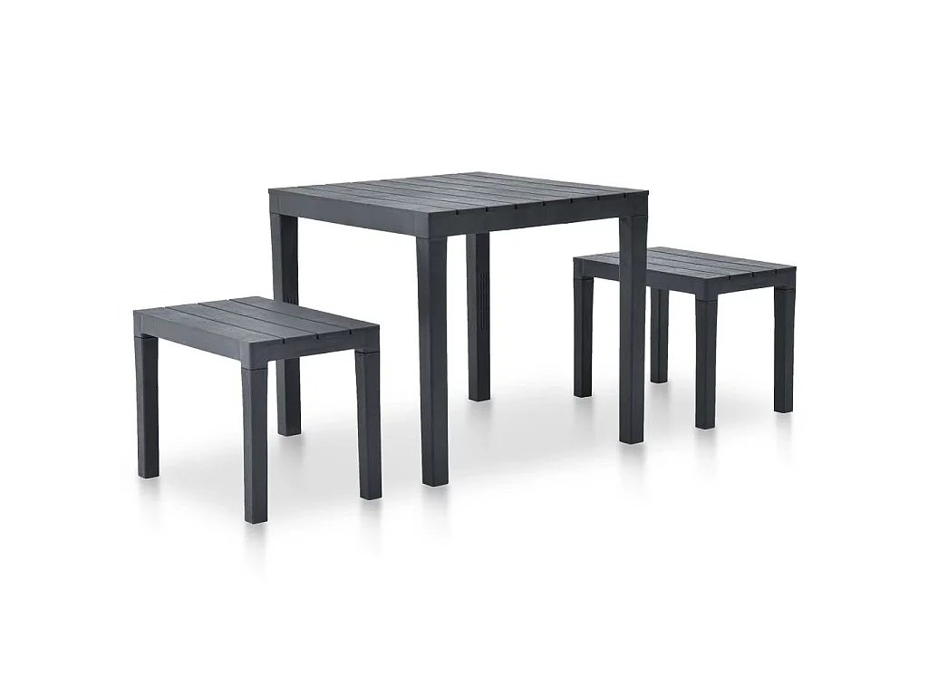 Mesa de jardim com 2 bancos plástico antracite