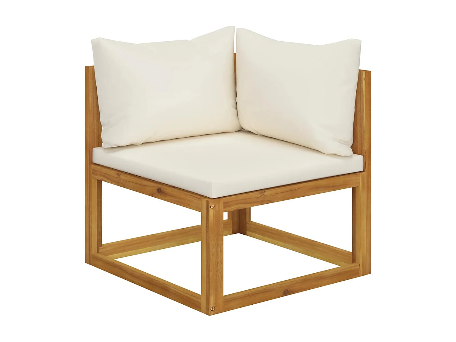 Salon de jardin 6 pcs avec coussin Crème Bois d'acacia solide