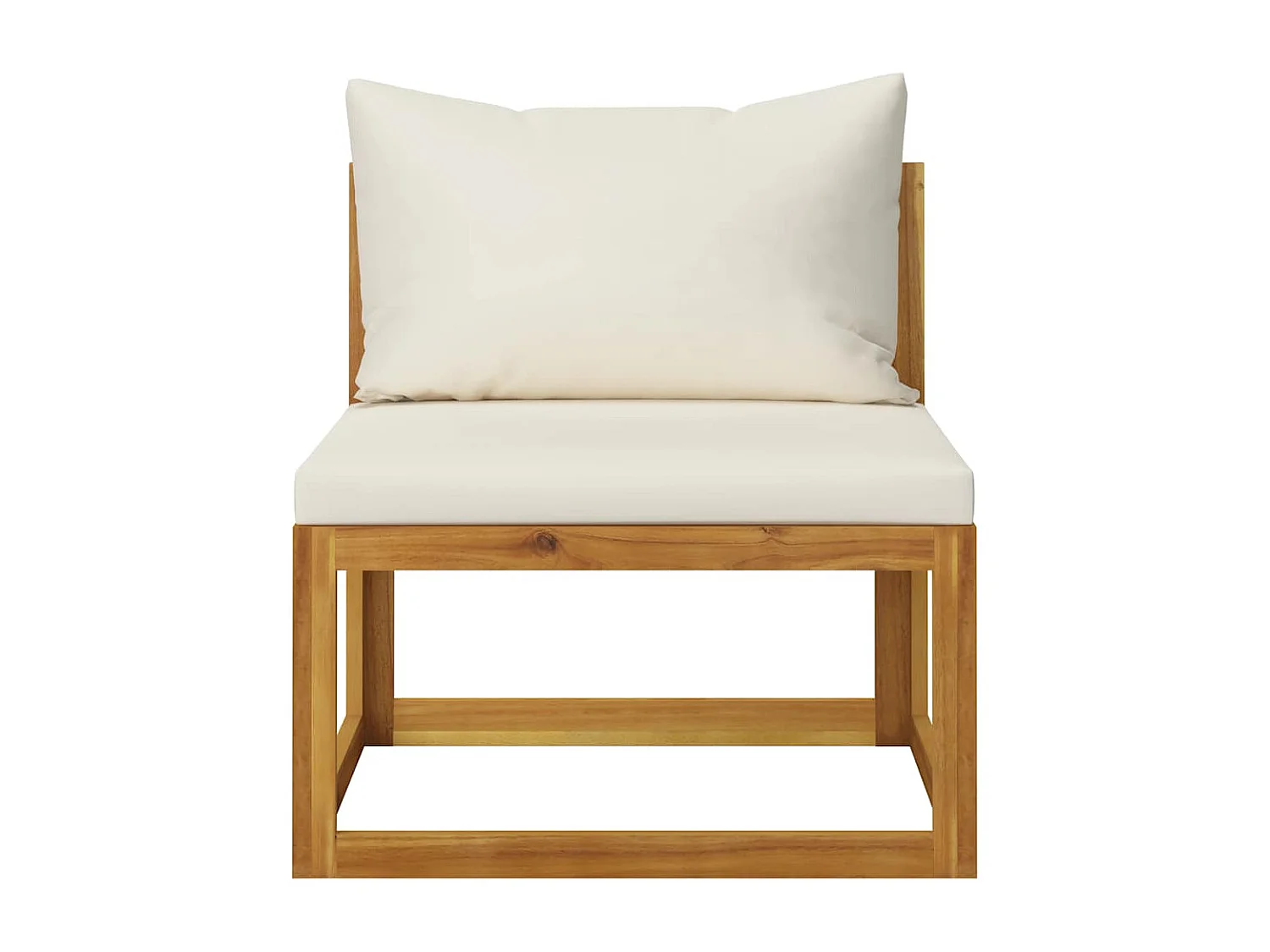 Salon de jardin 6 pcs avec coussin Crème Bois d'acacia solide