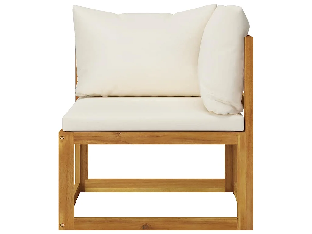 6-tlg. Garten-Lounge-Set mit Auflagen Creme Massivholz Akazie