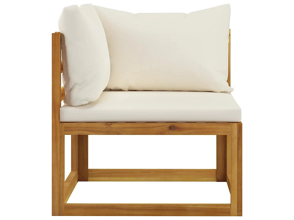 6-tlg. Garten-Lounge-Set mit Auflagen Creme Massivholz Akazie