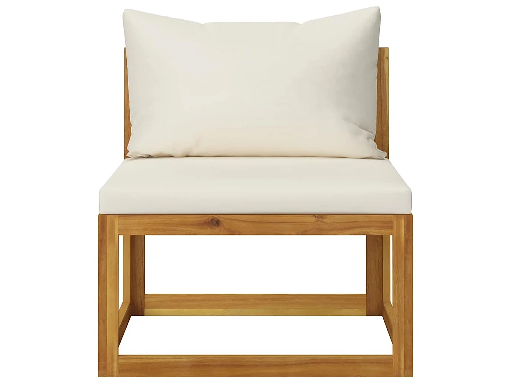 6-tlg. Garten-Lounge-Set mit Auflagen Creme Massivholz Akazie