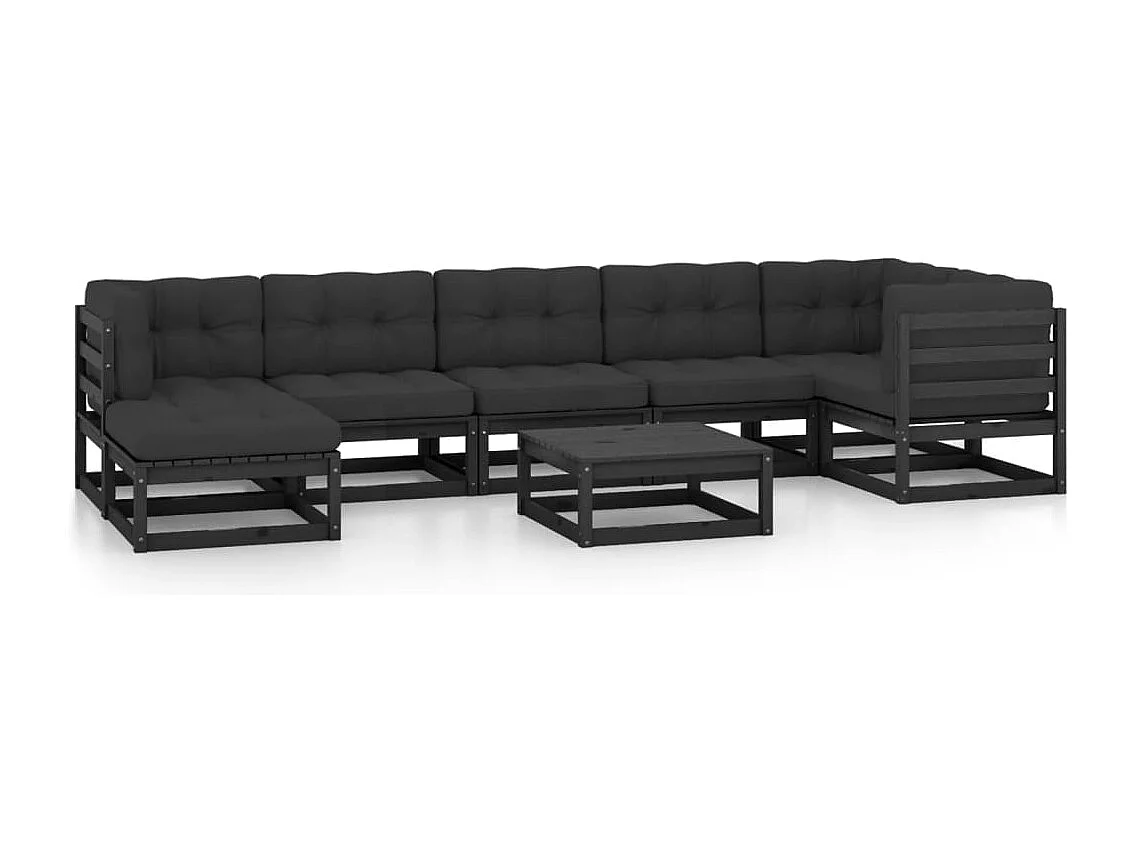 Salon de jardin 8 pcs avec coussins Bois de pin massif
