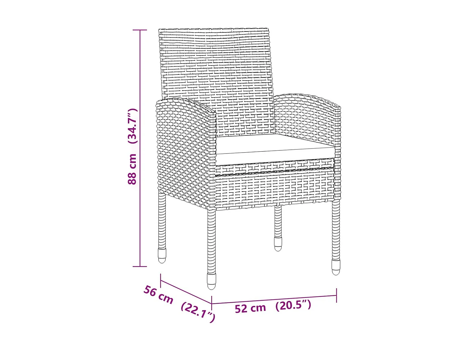 5-tlg. Garten-Essgruppe Poly Rattan Schwarz