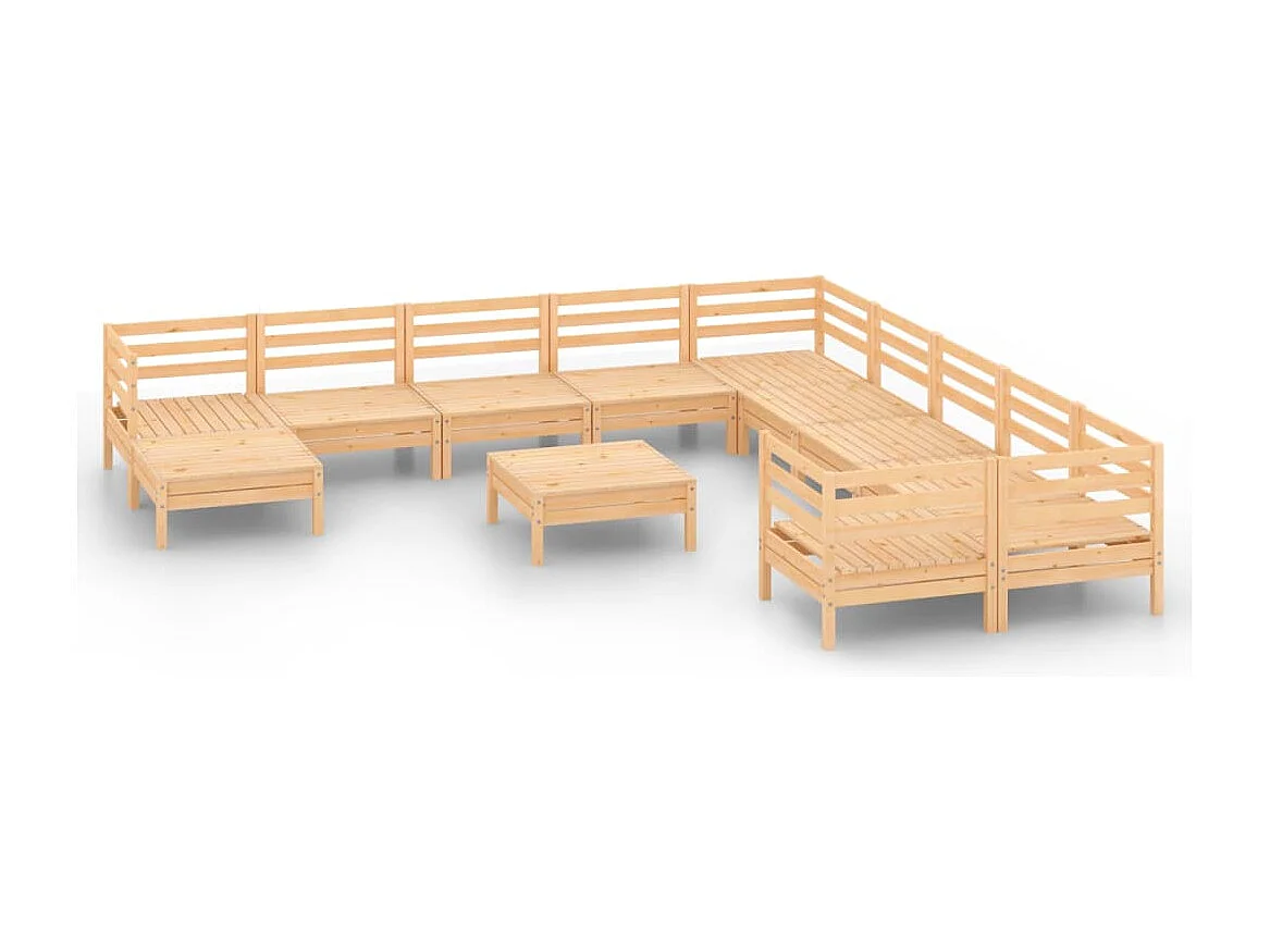 Salon de jardin 12 pcs Bois de pin massif
