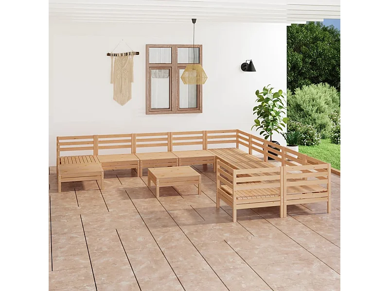 12-tlg. Garten-Lounge-Set Massivholz Kiefer