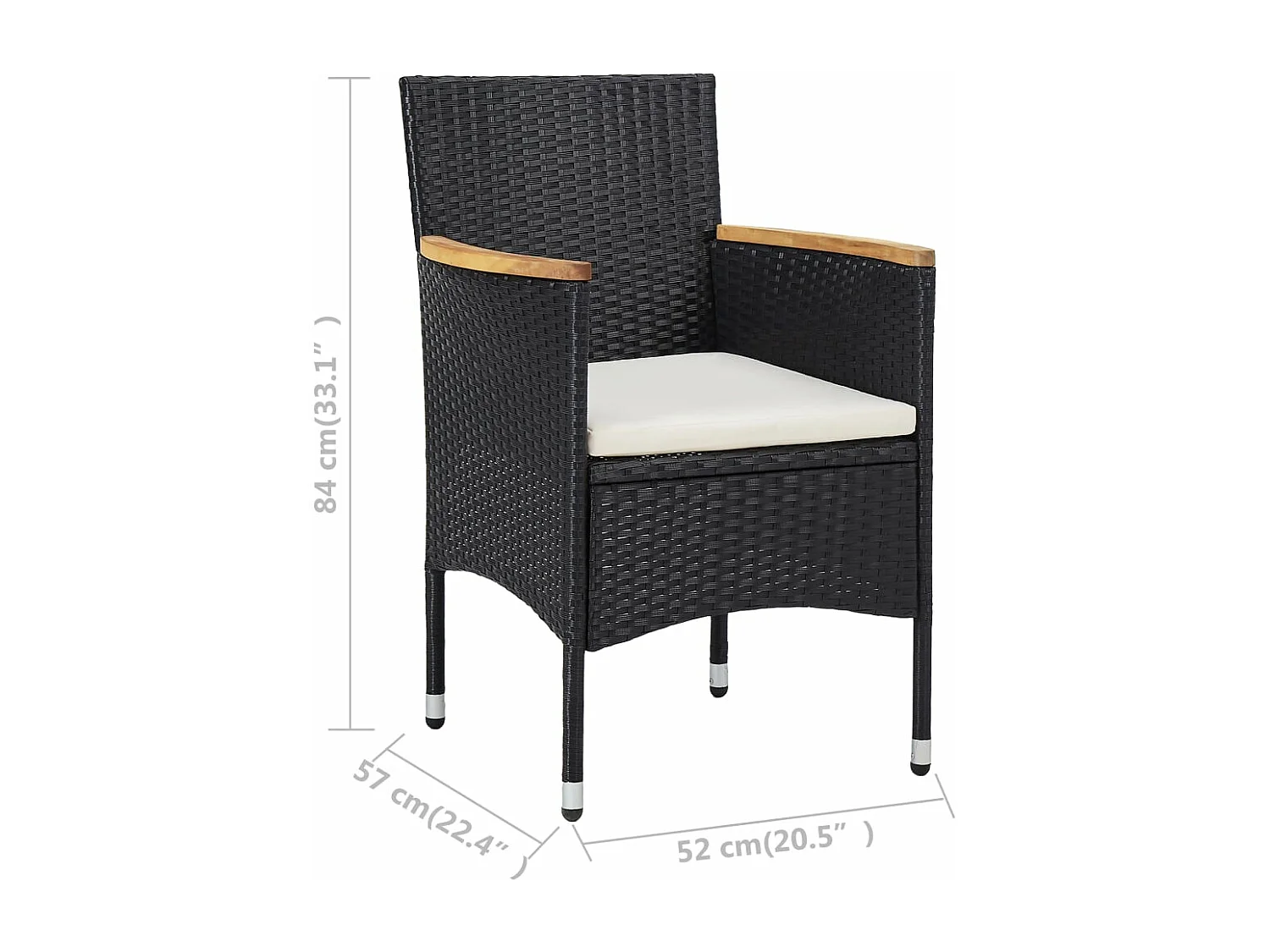3-tlg. Bistro-Set Poly Rattan und Hartglas Schwarz