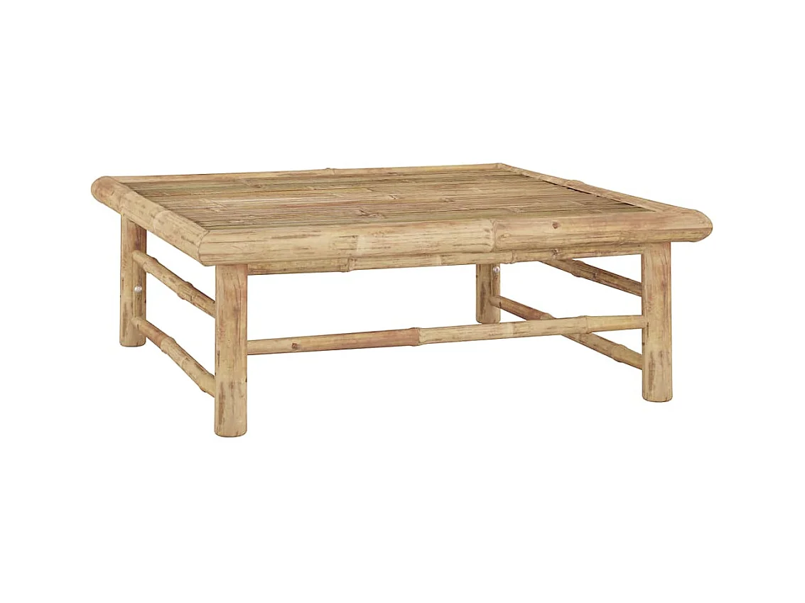 Salon de jardin 9 pcs avec coussins blanc crème bambou