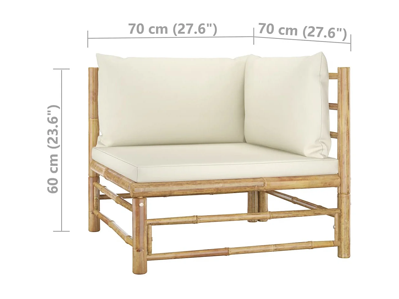 8-delige Loungeset met crèmewitte kussens bamboe