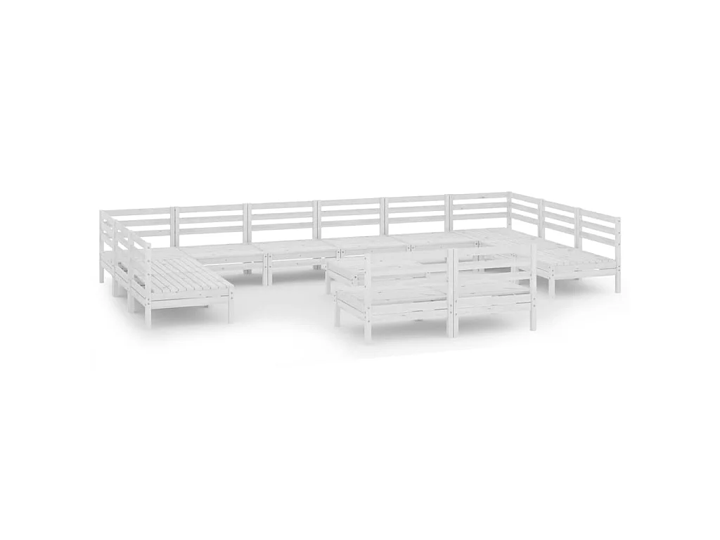 13-delige Loungeset massief grenenhout wit