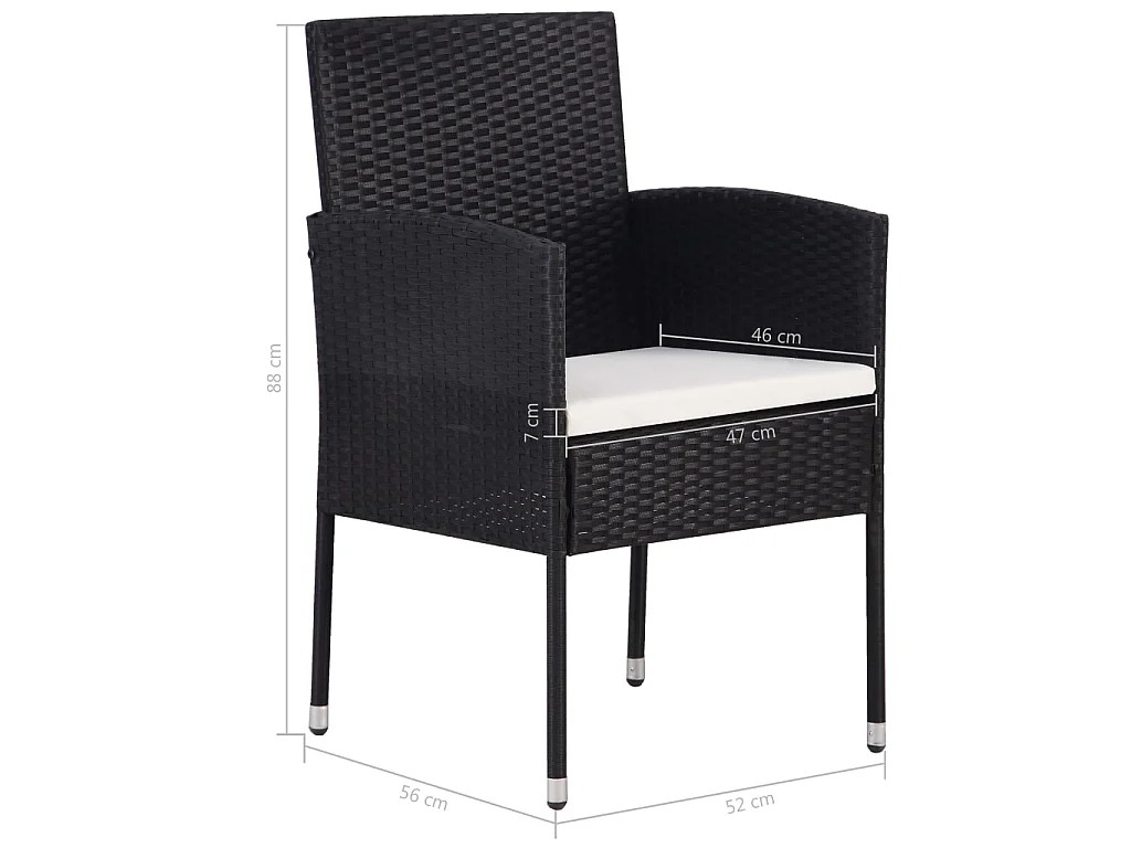 Ensemble à manger de jardin 9 pcs Résine tressée Noir