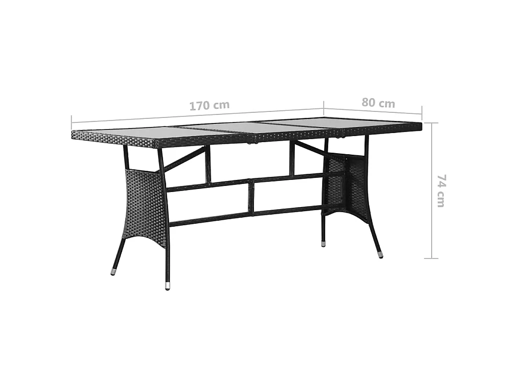 Ensemble à manger de jardin 9 pcs Résine tressée Noir