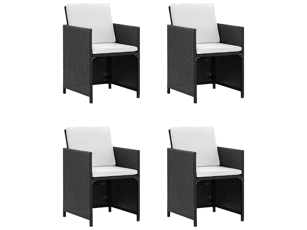 Set da Pranzo da Giardino 9 pz con Cuscini in Polyrattan Nero