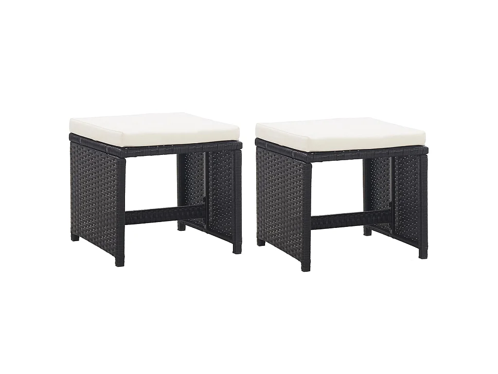 Set da Pranzo da Giardino 9 pz con Cuscini in Polyrattan Nero