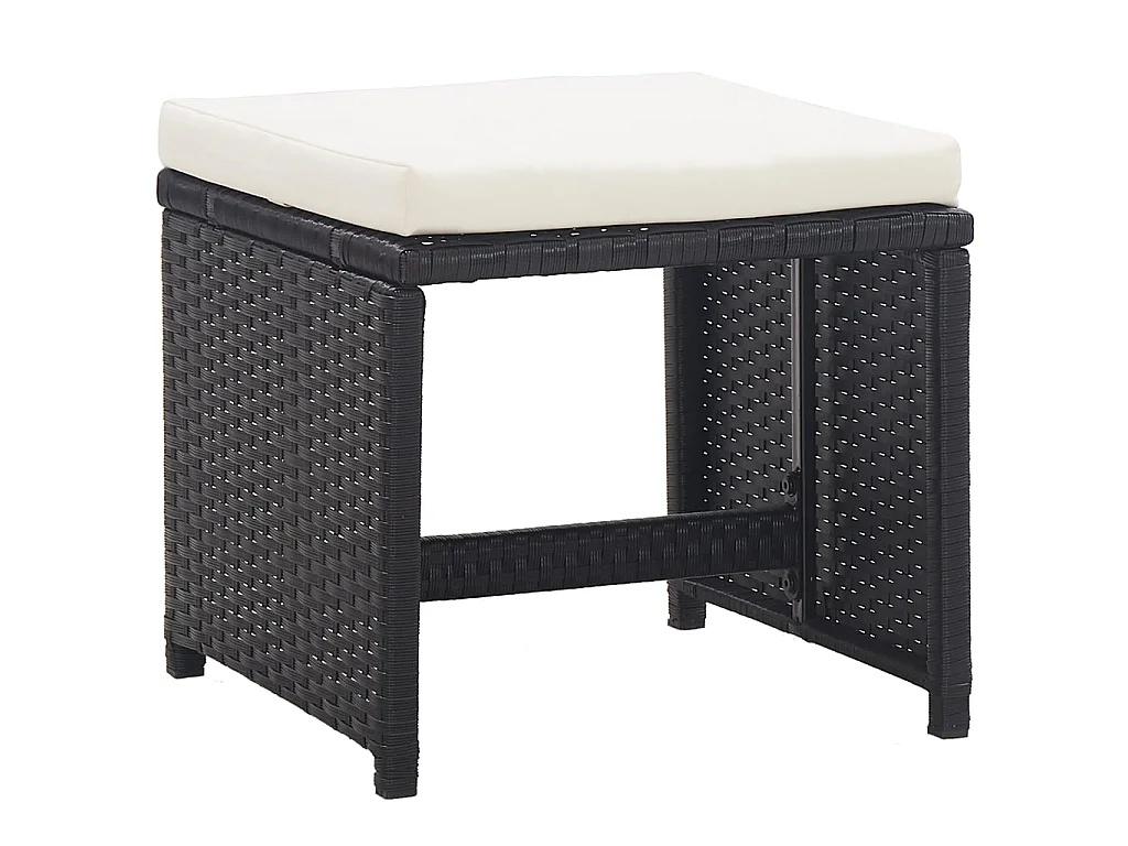 Set da Pranzo da Giardino 9 pz con Cuscini in Polyrattan Nero