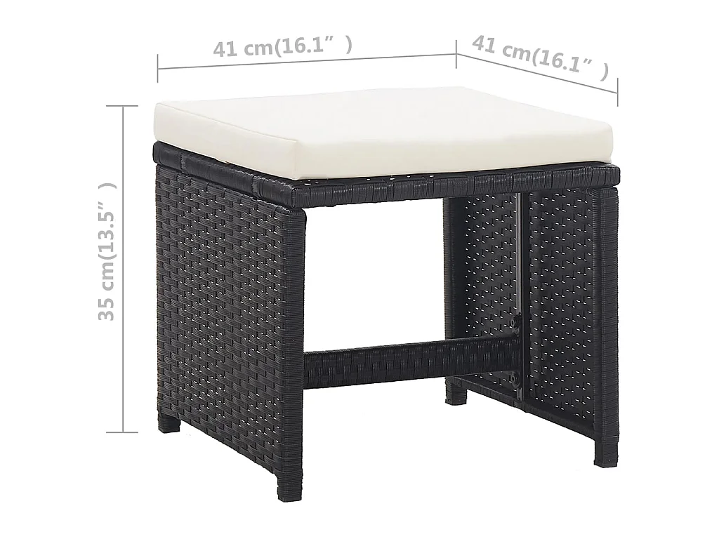 Set da Pranzo da Giardino 9 pz con Cuscini in Polyrattan Nero