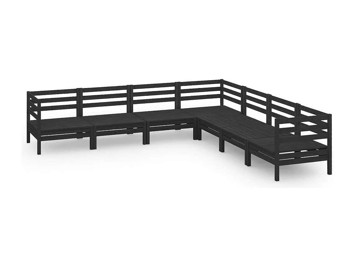 7-delige Loungeset massief grenenhout zwart