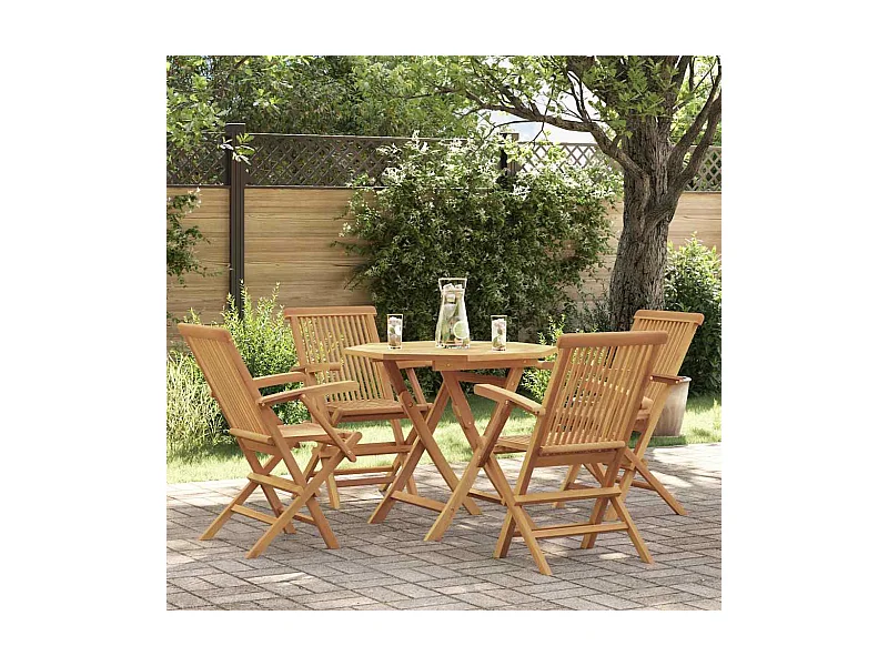 Salon de jardin 5 pcs Bois de teck massif