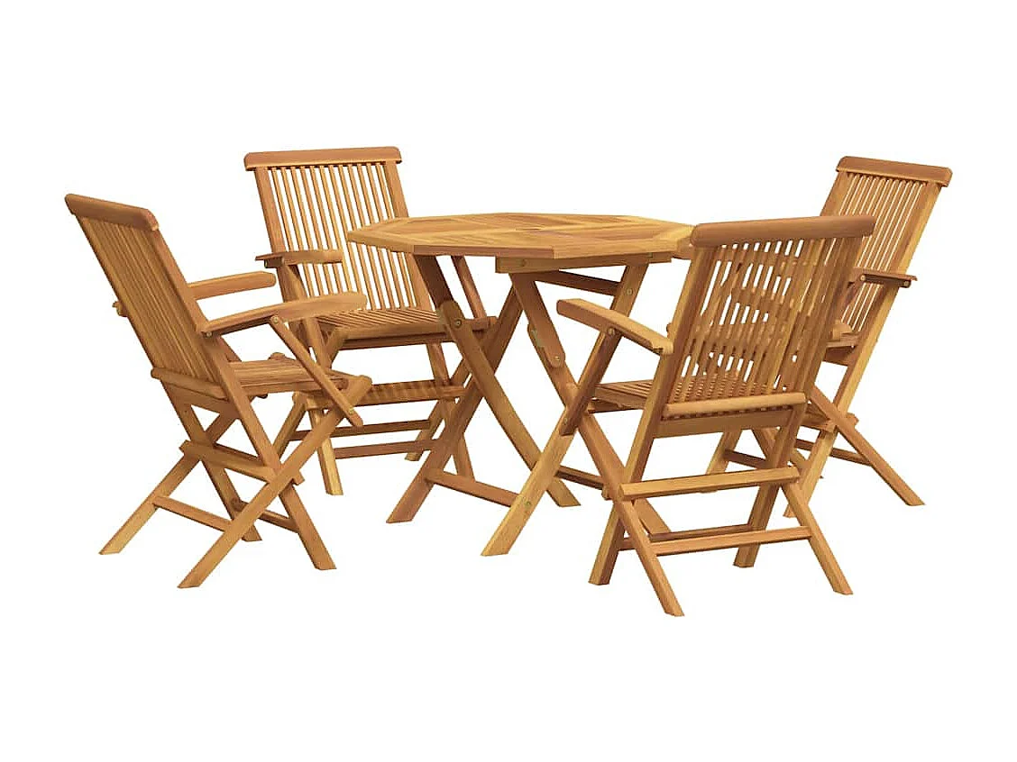 Juego de comedor para jardín 5 piezas madera maciza teca