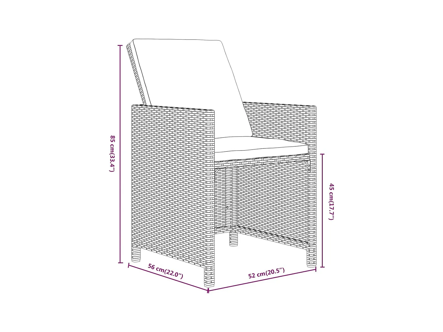 15-tlg. Garten-Essgruppe mit Kissen Poly Rattan Grau